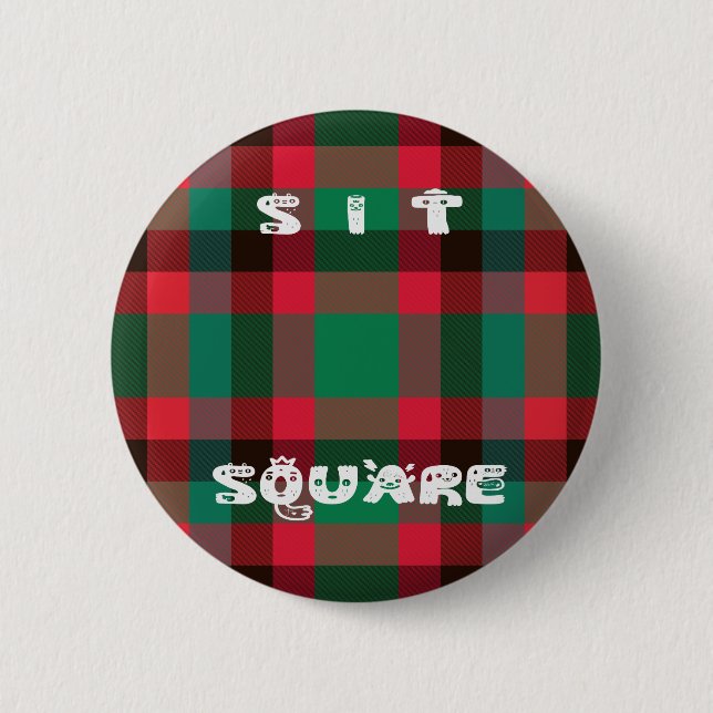 Macaron Rond 5 Cm Scottish Royal À damiers Tartan Plaid avec texte (Devant)