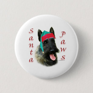 Macaron Rond 5 Cm Scottish Terrier (brindle) Père Noël Paws