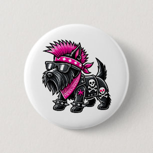 Macaron Rond 5 Cm Scottish Terrier Punk Music