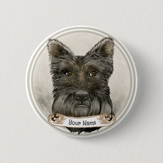 Macaron Rond 5 Cm Scottish Terrier Rondo (Devant)