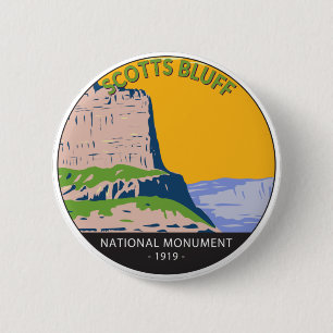 Macaron Rond 5 Cm Scotts Bluff Monument National Nebraska Vintage