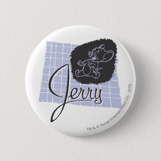 Macaron Rond 5 Cm Script noir et bleu Jerry (Devant)