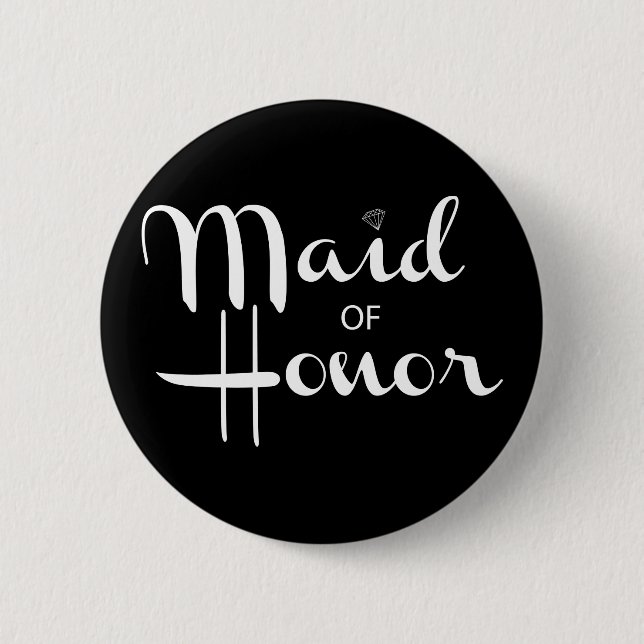 Macaron Rond 5 Cm Script rétro de la servante d'honneur (Devant)