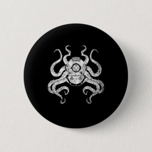 Macaron Rond 5 Cm Scuba Diver Ocean Animal Aquarist Cadeau Kraken Oc