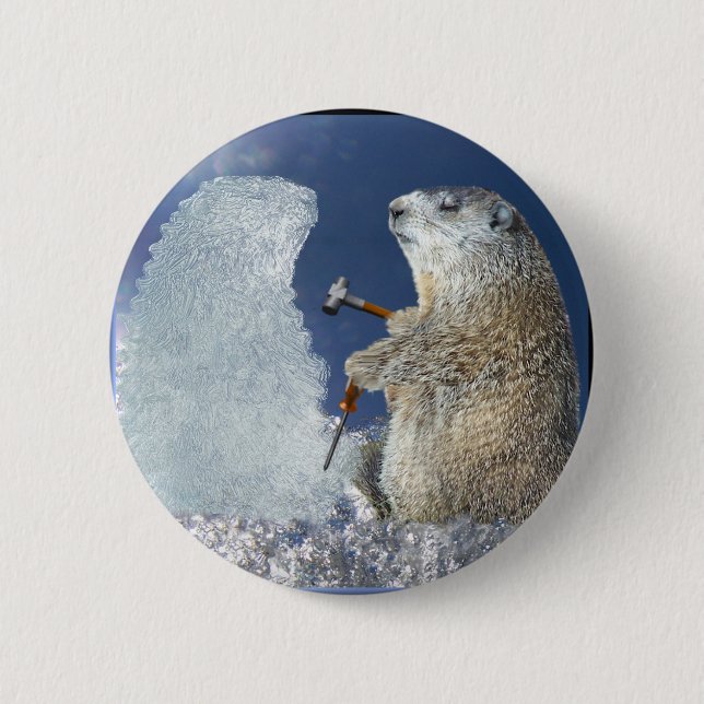 Macaron Rond 5 Cm Sculpture en glace de jour de Groundhog (Devant)