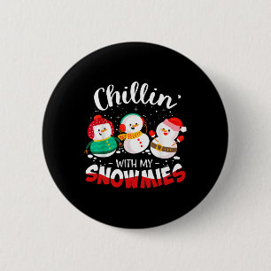 Macaron Rond 5 Cm Se détendre avec mes snowmies drôle bonhomme de ne