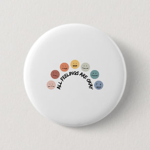 Macaron Rond 5 Cm Se sentir bien Visages émotionnels Sensibilisation
