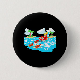 Macaron Rond 5 Cm Sea Turtle Sleigh Père Noël Beach Surboard Noël