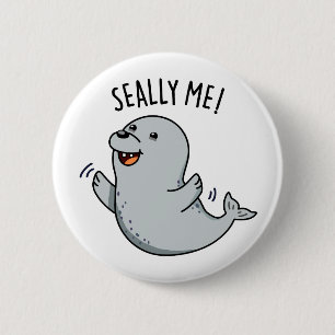Macaron Rond 5 Cm Seally Me Funny Seal Pun