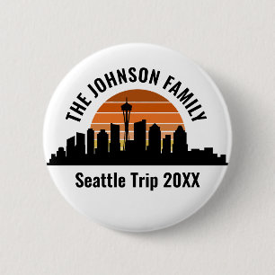 Macaron Rond 5 Cm Seattle Skyline Coucher de soleil sur mesure vacan