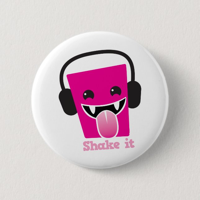Macaron Rond 5 Cm Secouez-le le kawaii DJ (Devant)