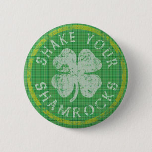 Macaron Rond 5 Cm Secouez votre bouton de shamrocks