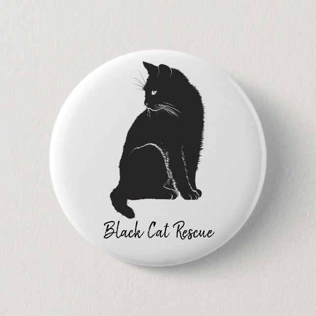 Macaron Rond 5 Cm Secourt de chat noir (Devant)