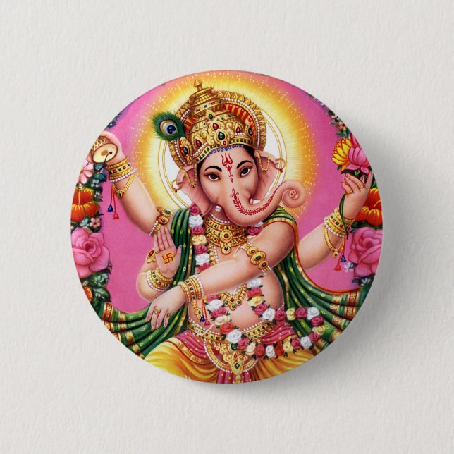 Macaron Rond 5 Cm Seigneur Ganesha de danse (Devant)