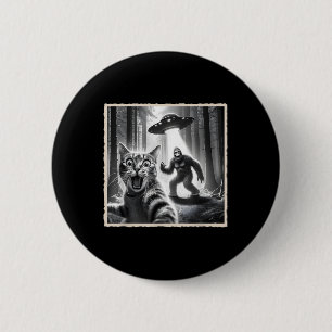 Macaron Rond 5 Cm Selfie De Chat Avec Bigfoot &amp ; Ufo _ Funny Sas