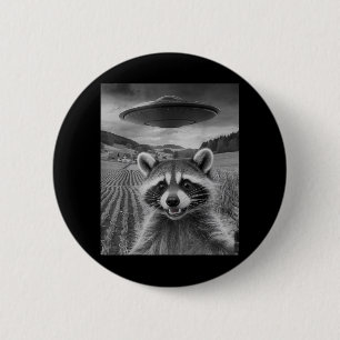 Macaron Rond 5 Cm Selfie Opossum Avec Alien Ufo Drôle Cadeaux Possum