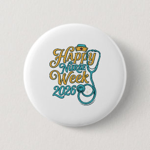 Macaron Rond 5 Cm Semaine de l'infirmière heureuse 2026 Stethoscope