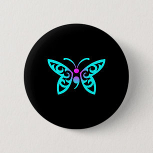Macaron Rond 5 Cm Semicolon papillon guerrier Prévention du suicide