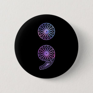 Macaron Rond 5 Cm Semicolon Prévention du suicide Sensibilisation Sa