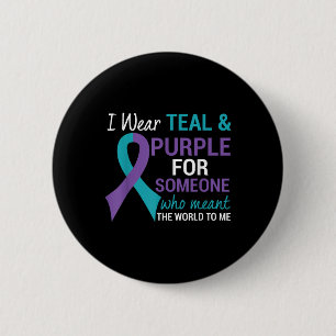 Macaron Rond 5 Cm Semicolon Turquoise &amp; Purple Ribbon Suicide