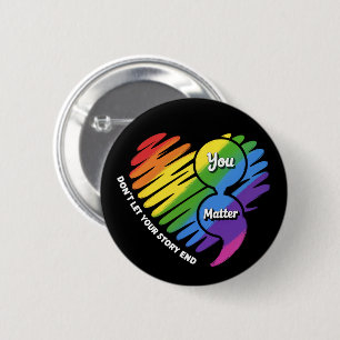 Macaron Rond 5 Cm Semikolon Prévention du suicide LGBTQ Santé mental