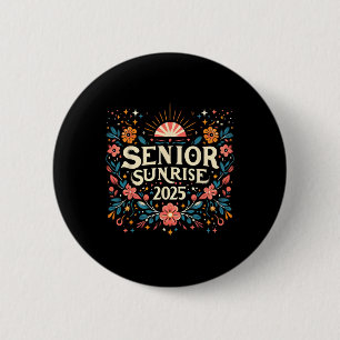 Macaron Rond 5 Cm Senior Sunrise 2025 École secondaire Vintage Fleur