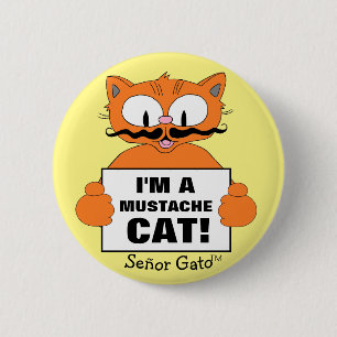 Macaron Rond 5 Cm Señor Gato Je suis un chat à moustache ! Joli chat