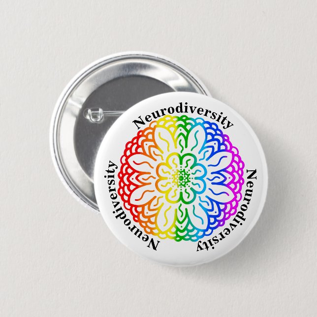 Macaron Rond 5 Cm Sensibilisation à la neurodiversité Bouton Rainbow (Devant & derrière)
