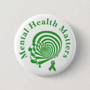Macaron Rond 5 Cm Sensibilisation à la santé mentale Ruban vert