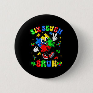 Macaron Rond 5 Cm Sensibilisation à l'autisme 67 six sept bruh puzzl