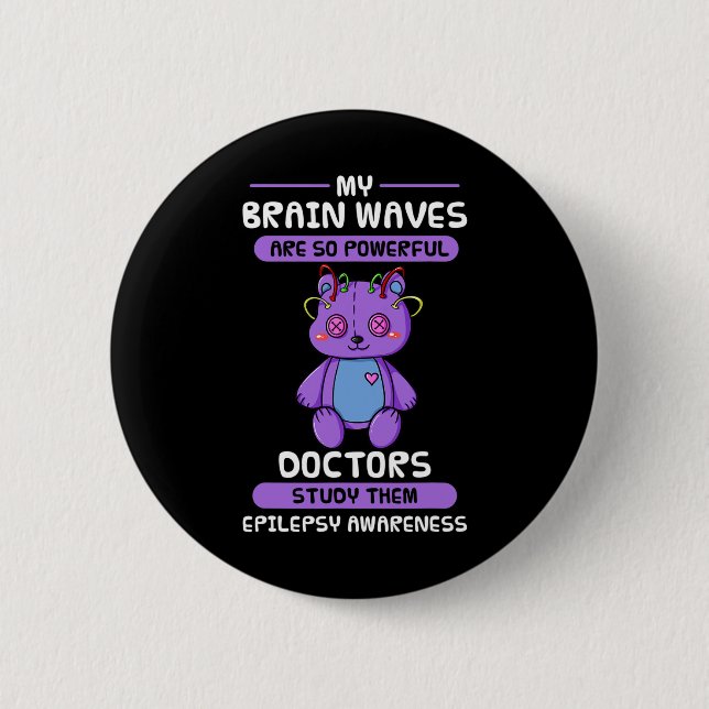 Macaron Rond 5 Cm Sensibilisation à l'épilepsie Cerveau épileptique  (Devant)