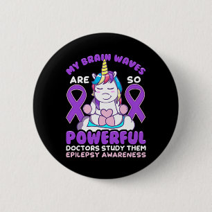 Macaron Rond 5 Cm Sensibilisation à l'épilepsie Cute Unicorn Purple 