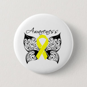 Macaron Rond 5 Cm Sensibilisation au cancer de la vessie - Papillon