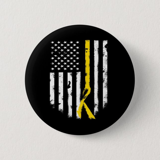 Macaron Rond 5 Cm Sensibilisation au cancer de l'enfance - Drapeau a (Devant)