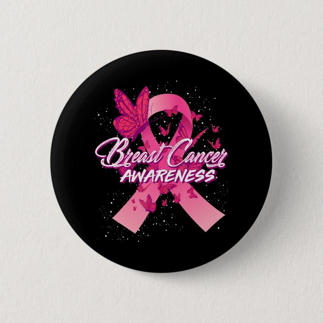 Macaron Rond 5 Cm Sensibilisation au cancer du sein (Devant)