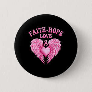 Macaron Rond 5 Cm Sensibilisation au cancer du sein Faith-hope Ribbo