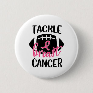 Macaron Rond 5 Cm Sensibilisation au cancer du sein Football Ruban T