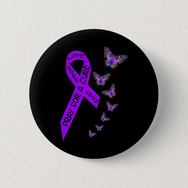 Macaron Rond 5 Cm Sensibilisation au cancer pancréatique papillon fé (Devant)