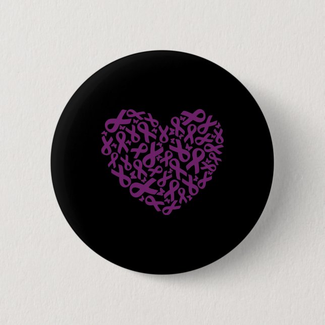 Macaron Rond 5 Cm Sensibilisation au cancer pancréatique Ruban pourp (Devant)