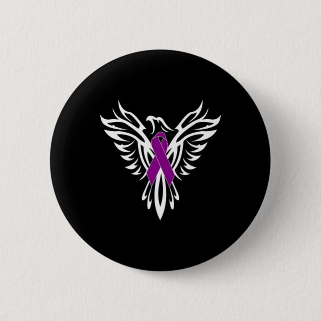 Macaron Rond 5 Cm Sensibilisation au cancer pancréatique Ruban viole (Devant)