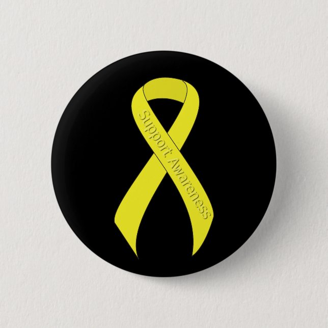 Macaron Rond 5 Cm Sensibilisation au soutien au ruban jaune (Devant)