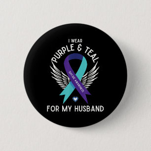 Macaron Rond 5 Cm Sensibilisation Au Suicide Je Porte Turquoise Et V