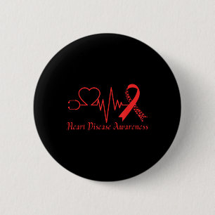 Macaron Rond 5 Cm Sensibilisation aux maladies cardiaques Go Red In