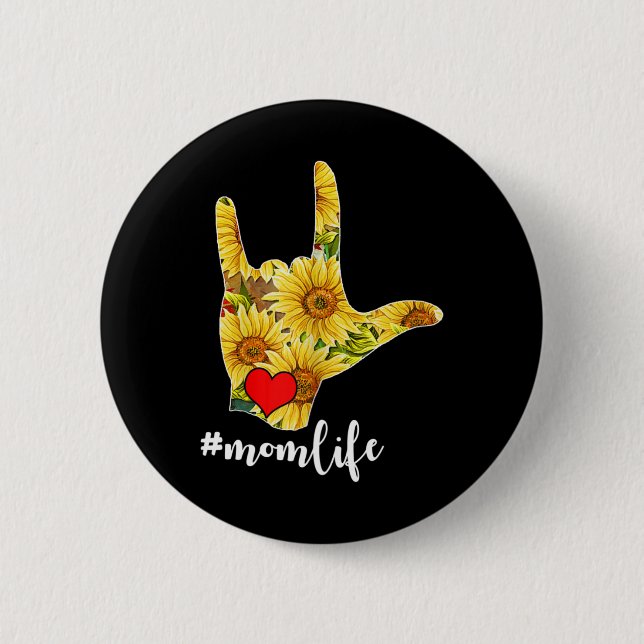 Macaron Rond 5 Cm Sensibilisation aux sourds ASL Langue des signes S (Devant)