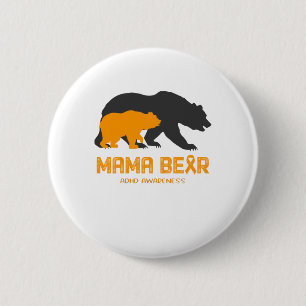 Macaron Rond 5 Cm Sensibilisation de l'ours maman au TDAH