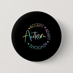 Macaron Rond 5 Cm Sensibilisation sur l'autisme Accepter Adapt Advoc
