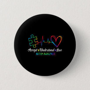 Macaron Rond 5 Cm Sensibilisation sur l'autisme Accepter Comprendre