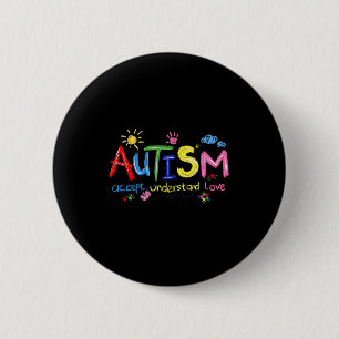 Macaron Rond 5 Cm Sensibilisation sur l'autisme de brosse Accepter C