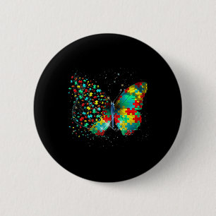 Macaron Rond 5 Cm Sensibilisation sur l'autisme Papillon Peace Lover