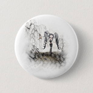 Macaron Rond 5 Cm Sepia Goth Girl Vignette